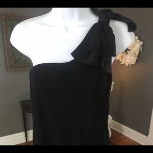 One shoulder satin bow top